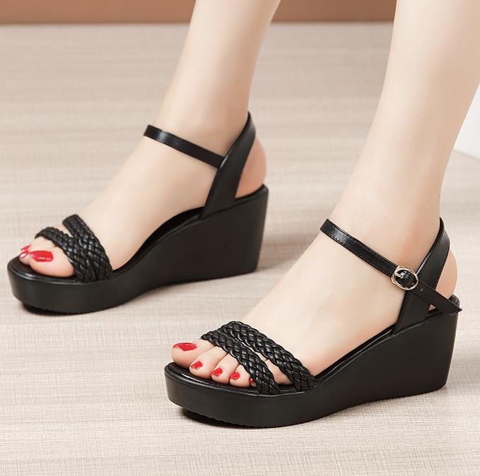 On  Sale Pure Color  Wedge Fashion Sandal