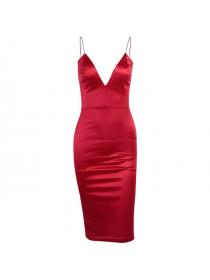 Outlet hot style Plain colour Low-cut Straps dress 