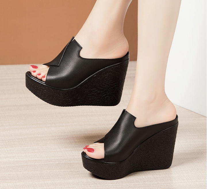 Slipsole platform high-heeled slippers for women