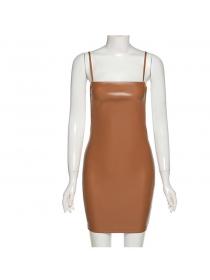 Outlet hot style PU Leather Slim Straps Dress 