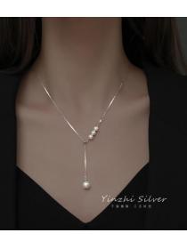 Simulation Pearl Simple style Fine Silver Necklace