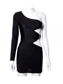 Outlet hot style Summer Sexy Club Party Outwear Backless Oblique neckline Dress 