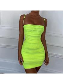 Outlet hot style Sexy Pleated Gauze Straps&Tube Dress 