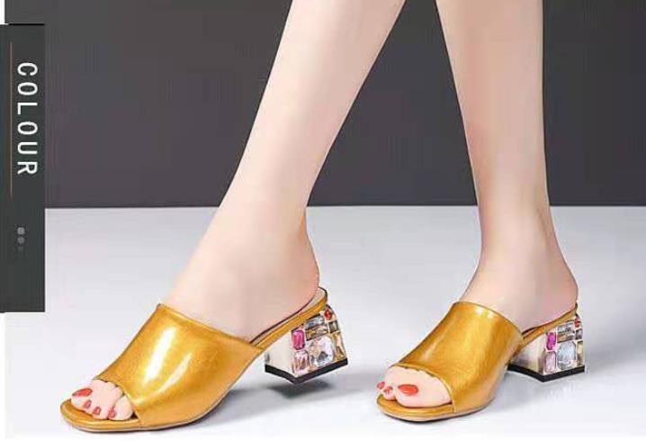 Korean Style Pure Color  Sequins Matching Slipper
