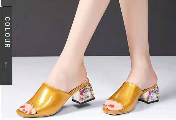 Korean Style Pure Color  Sequins Matching Slipper