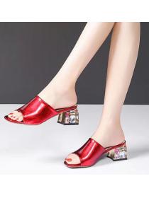 Korean Style Pure Color  Sequins Matching Slipper 