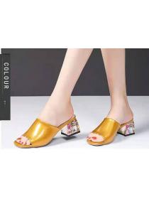 Korean Style Pure Color  Sequins Matching Slipper 