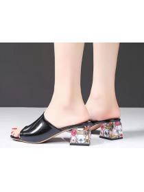 Korean Style Pure Color  Sequins Matching Slipper 