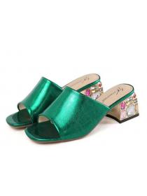 Korean Style Pure Color  Sequins Matching Slipper 