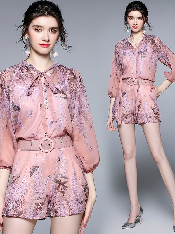 European Style Color Matching Printing Loose Dress