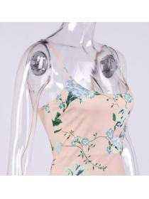 Outlet hot style Floral Backless Hip-full Straps&Tube Dress 