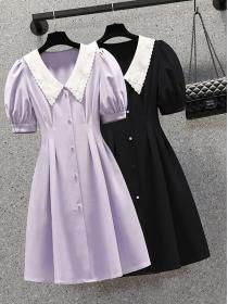 Vintage Embroideried Elegant Plus Size Short-sleeved Dress