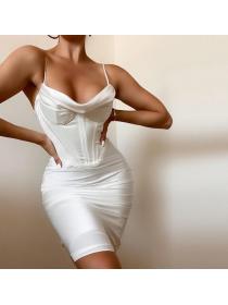 Outlet hot style Stylish Comfy Satin Pleated Corset Dress