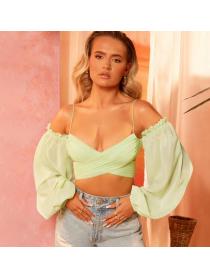 Outlet hot style Off Shoulder Chiffon Hollow Top