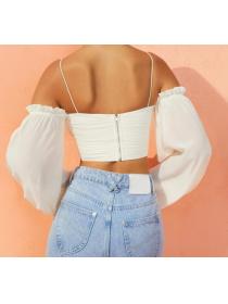 Outlet hot style Off Shoulder Chiffon Hollow Top 