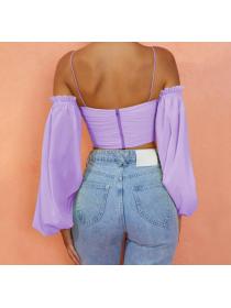 Outlet hot style Off Shoulder Chiffon Hollow Top 