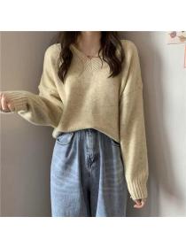 Outlet Tender V-neck lazy all-match bottoming Korean style sweater