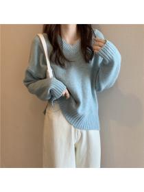 Outlet Tender V-neck lazy all-match bottoming Korean style sweater
