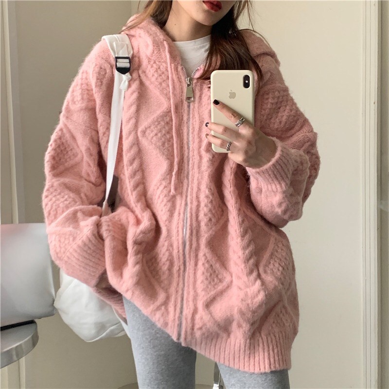 Outlet Loose retro sweater autumn and winter twist coat for women