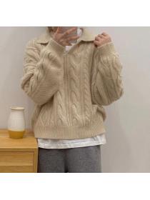 Outlet Korean style retro pullover twist sweater for women