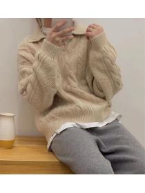 Outlet Korean style retro pullover twist sweater for women