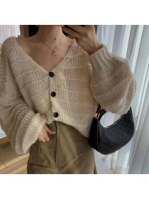 Outlet V-neck lazy sweater Casual Korean style cardigan