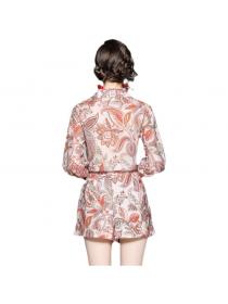 Outlet Temperament shirt printing shorts 2pcs set for women
