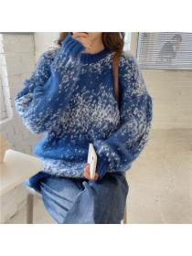 Autumn and winter thick retro tops hairy tie dye sweater