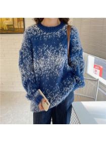 Autumn and winter thick retro tops hairy tie dye sweater