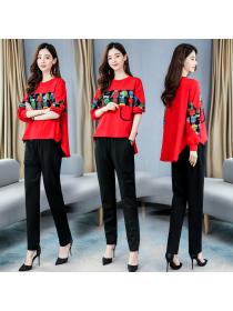Outlet Autumn loose Korean style casual pants 2pcs set for women