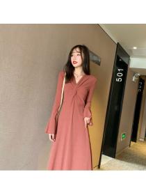Outlet Pinched waist slim temperament knitted dress
