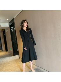 Outlet Pinched waist slim temperament knitted dress