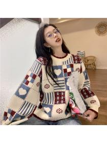 Outlet Plaid loose sweater autumn and winter all-match tops for women