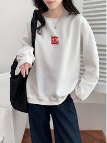 Chinese Style Round-neck Loose Long-sleeved Hoodies 