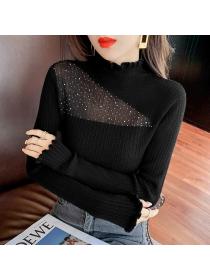 Outlet Rhinestone Western style slim inside the ride sweater