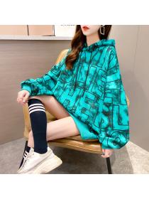 Outlet Printing letters plus velvet winter loose hoodie for women