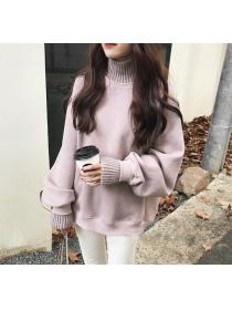 Outlet Plus velvet fur collar Pseudo-two hoodie loose thick tops