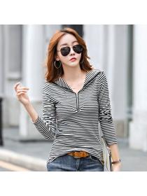 On Sale Pure Cotton Stripe Zipper Hoodies With Hat