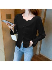 Outlet Sweet bow doll shirt lotus leaf edges sweater for women