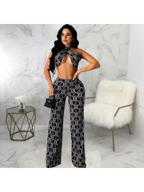 Outlet Sexy printing chest bandage Casual long pants a set