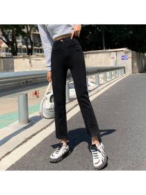 New Arrival Elastic Korea Style High Waist Split Jeans