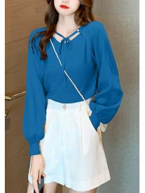Outlet Bow sweater frenum bottoming shirt for women