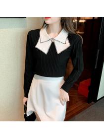 Outlet High elastic temperament tops bow autumn bottoming shirt