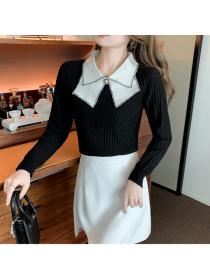Outlet High elastic temperament tops bow autumn bottoming shirt