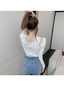 Outlet Hollow slim sweater long sleeve strapless tops