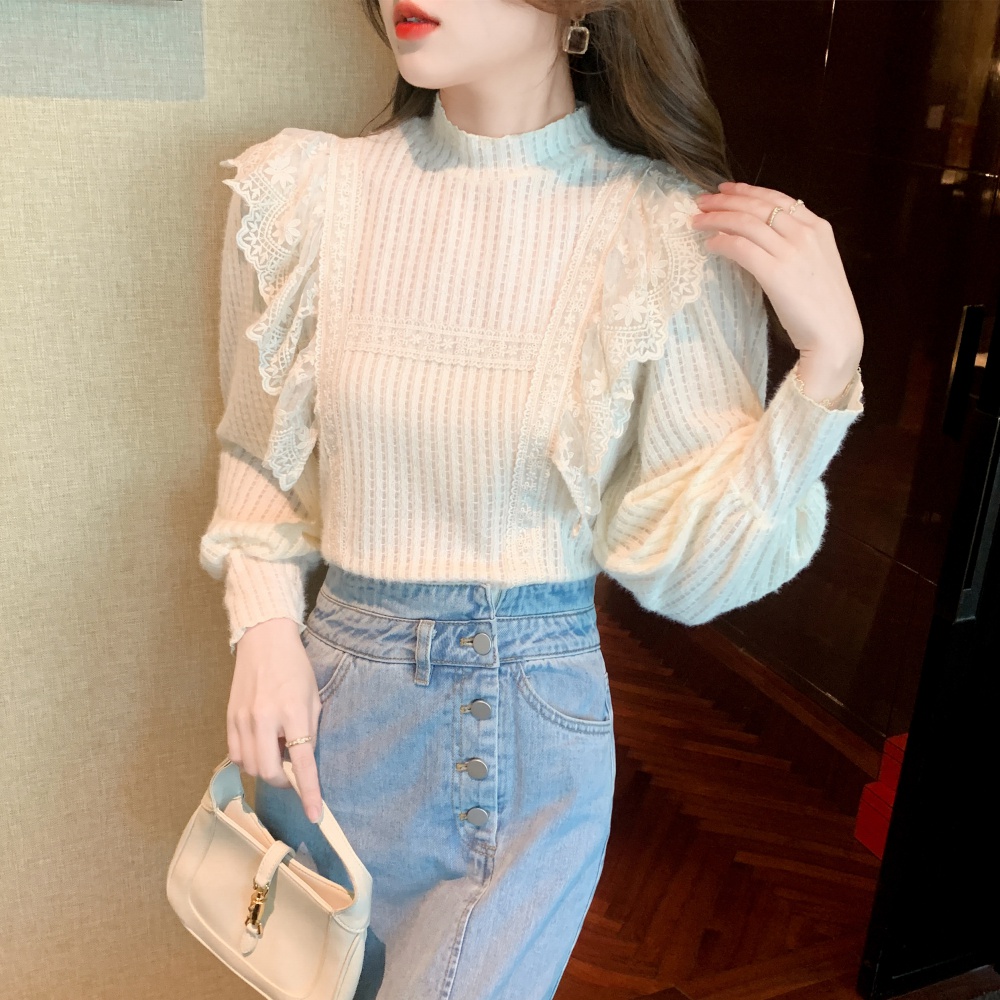 Outlet Lotus leaf edges small shirt bottoming shirt for women