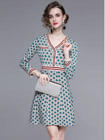 On Sale V  Neck Knitting Printing Fashion Dress 