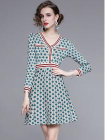 On Sale V  Neck Knitting Printing Fashion Dress 