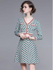 On Sale V  Neck Knitting Printing Fashion Dress 