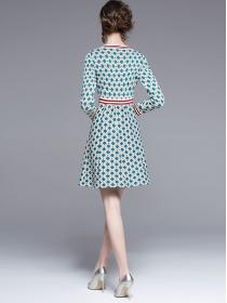 On Sale V  Neck Knitting Printing Fashion Dress 